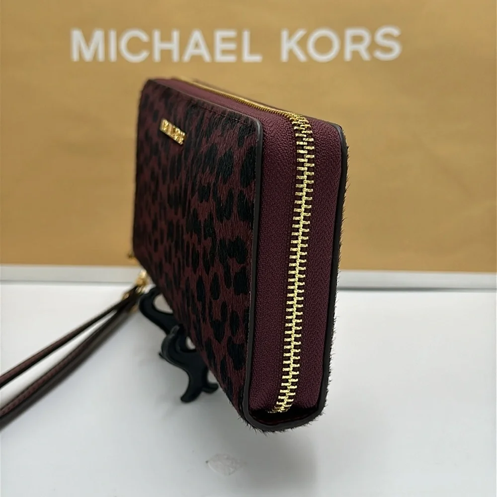 MICHAEL KORS Leather Large Continental Wristlet Phone Case Wallet Exotic Print